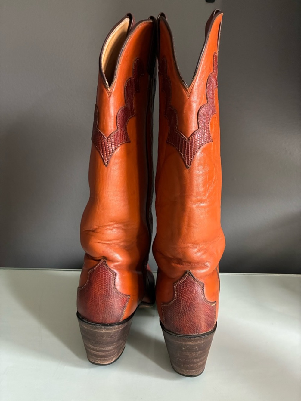 Vintage Justin Ostrich & Leather Cowboy Western Boots Size 6 - Picture 4 of 11
